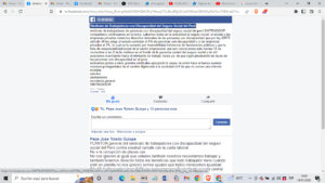 Captura de la página de Facebook del Sindicato Sintradisop